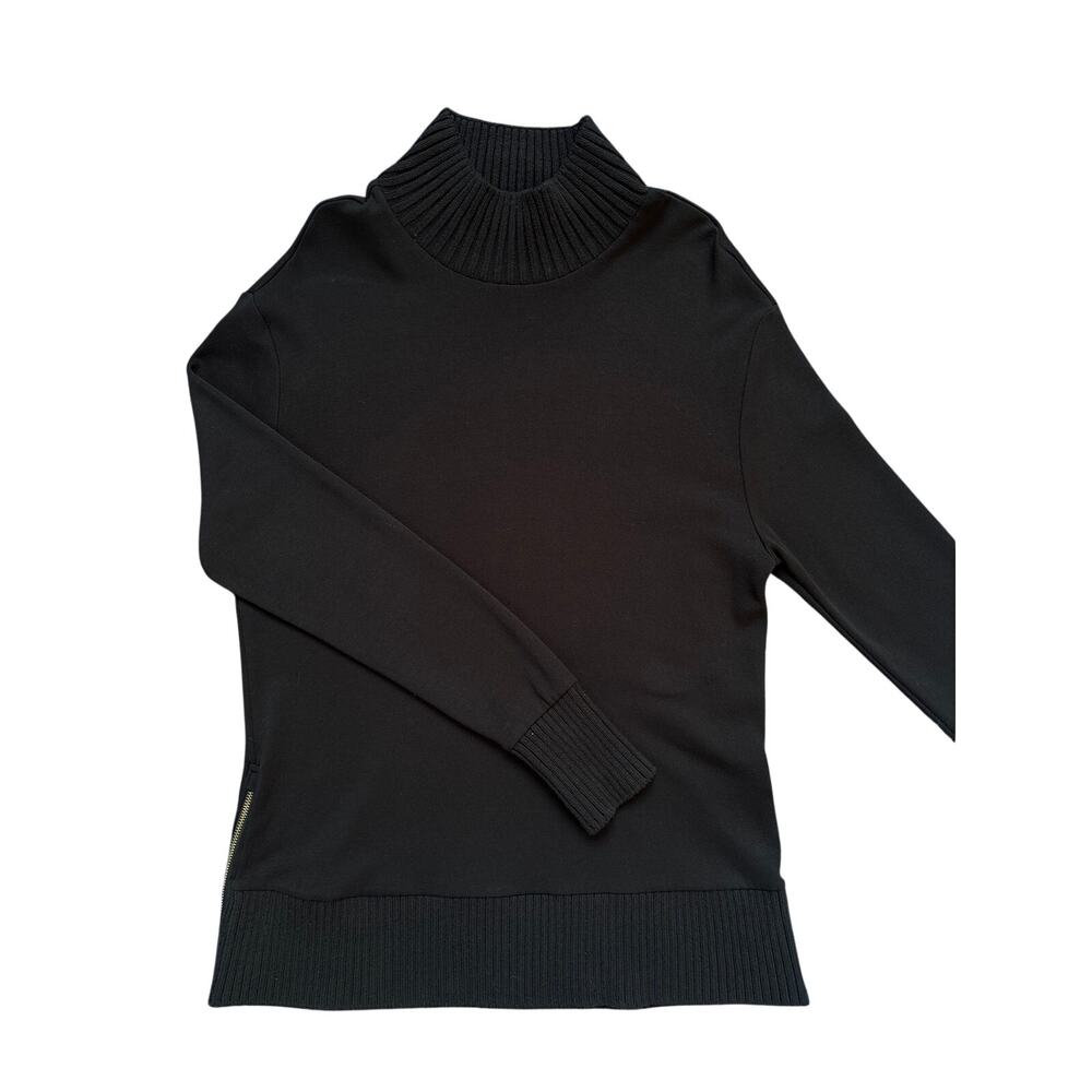 Z Supply Sable Rib Black Turtleneck Side Zip Sweatshirt S